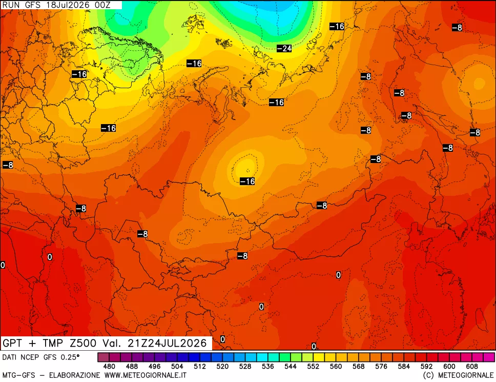 mappa 500 hPa GPT + Temp