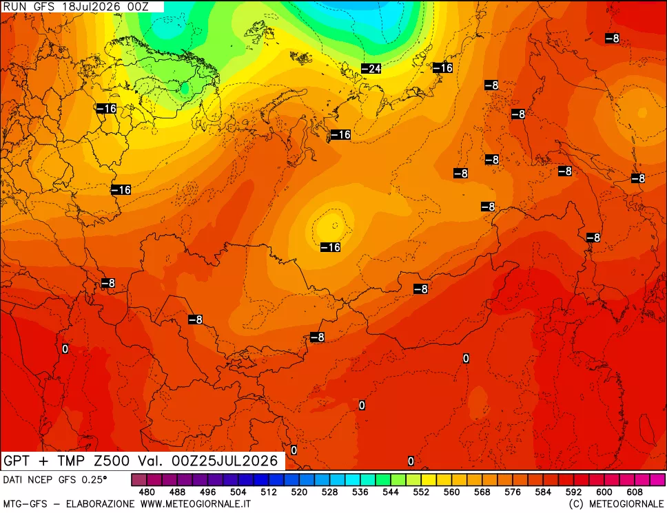 mappa 500 hPa GPT + Temp
