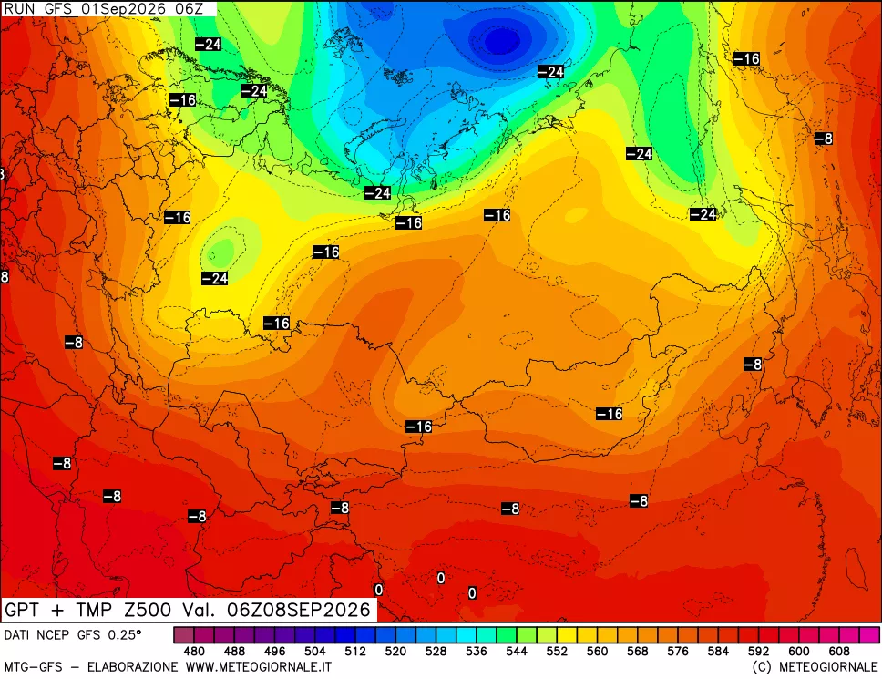 mappa 500 hPa GPT + Temp