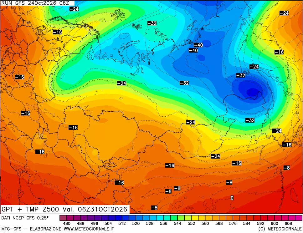 mappa 500 hPa GPT + Temp