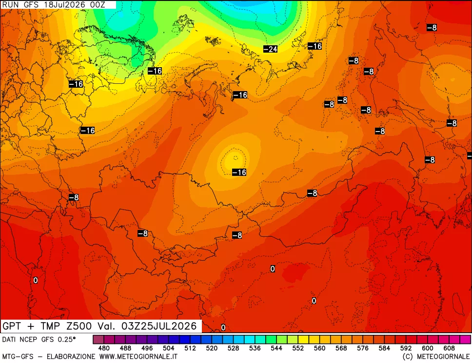 mappa 500 hPa GPT + Temp