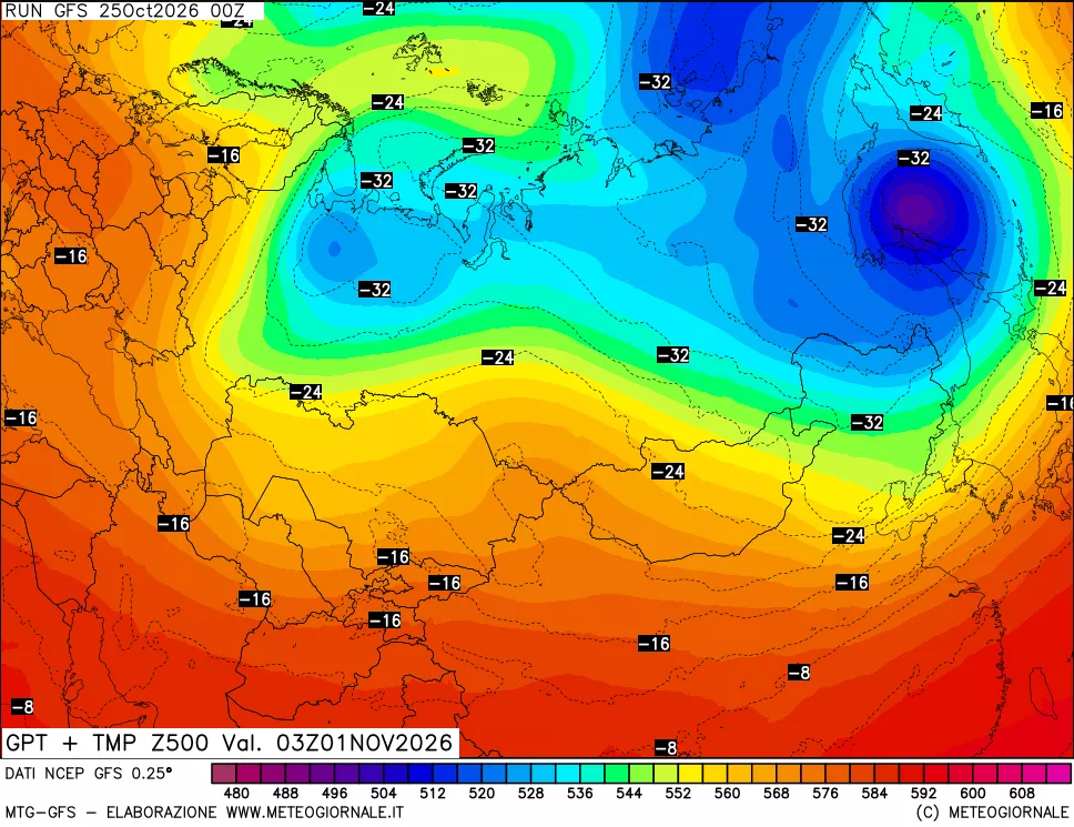 mappa 500 hPa GPT + Temp