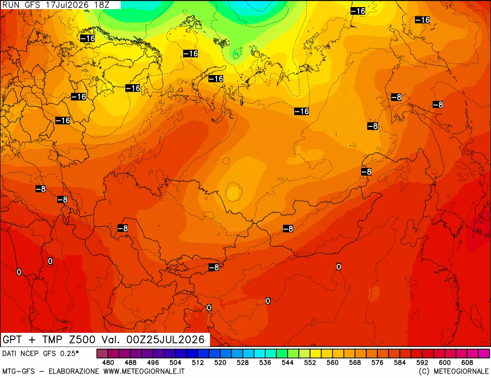 mappa 500 hPa GPT + Temp