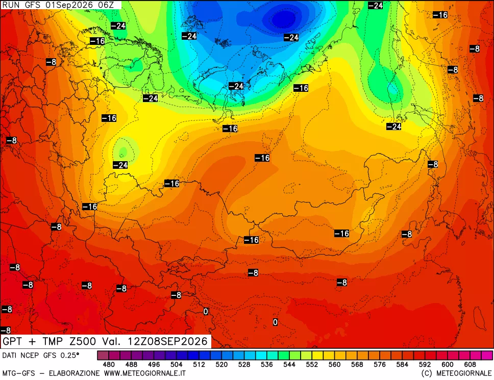 mappa 500 hPa GPT + Temp