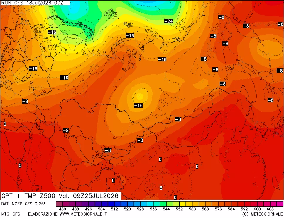 mappa 500 hPa GPT + Temp