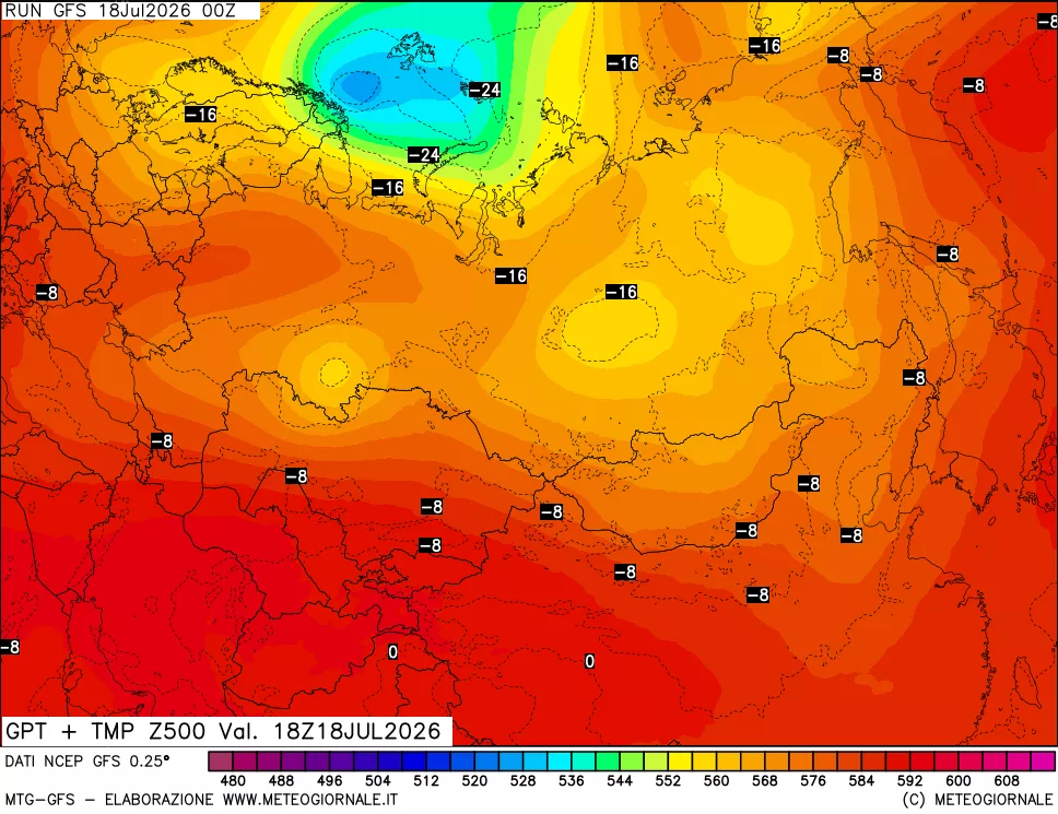 mappa 500 hPa GPT + Temp