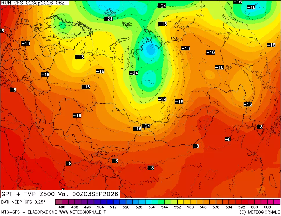 mappa 500 hPa GPT + Temp