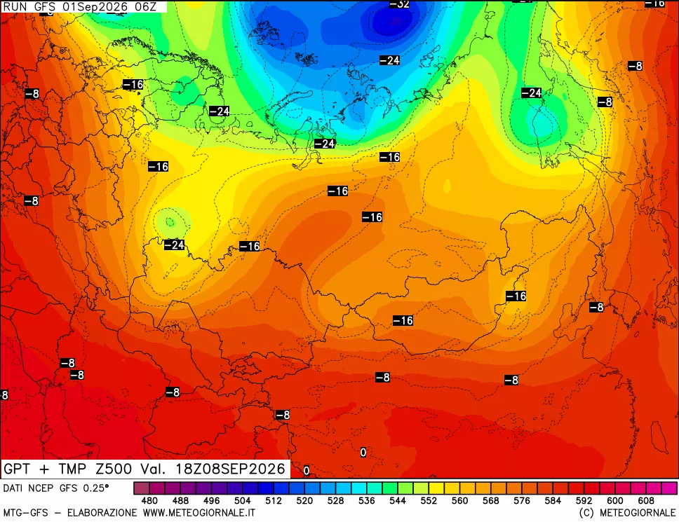 mappa 500 hPa GPT + Temp