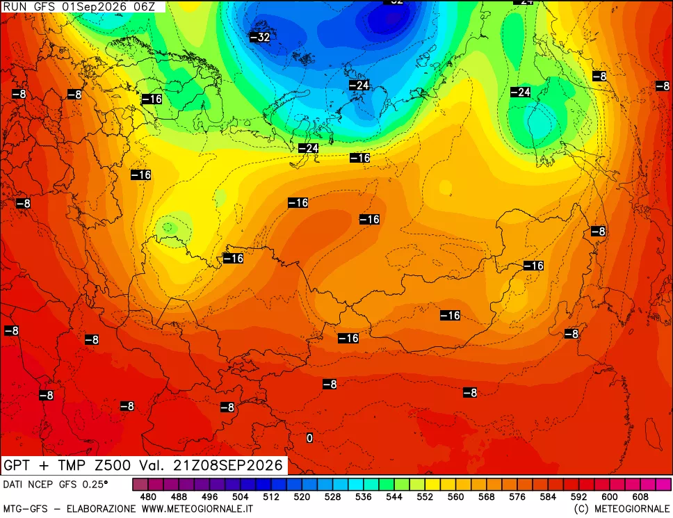 mappa 500 hPa GPT + Temp