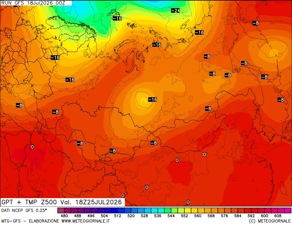 mappa 500 hPa GPT + Temp