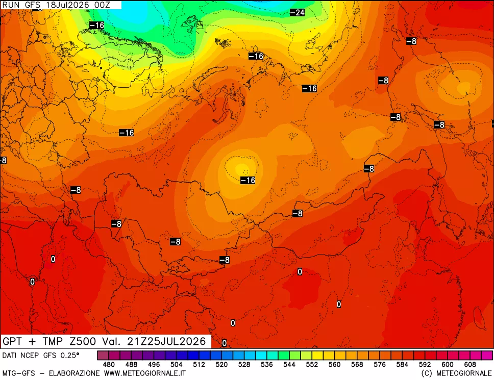 mappa 500 hPa GPT + Temp