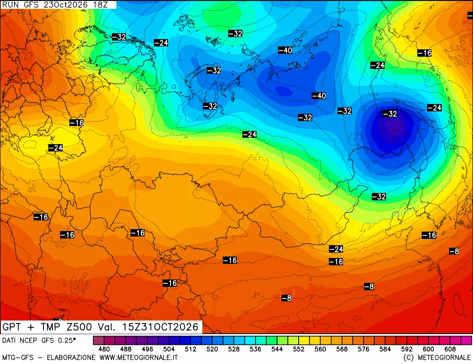 mappa 500 hPa GPT + Temp