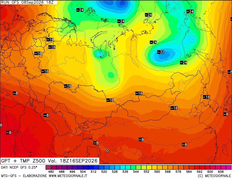 mappa 500 hPa GPT + Temp