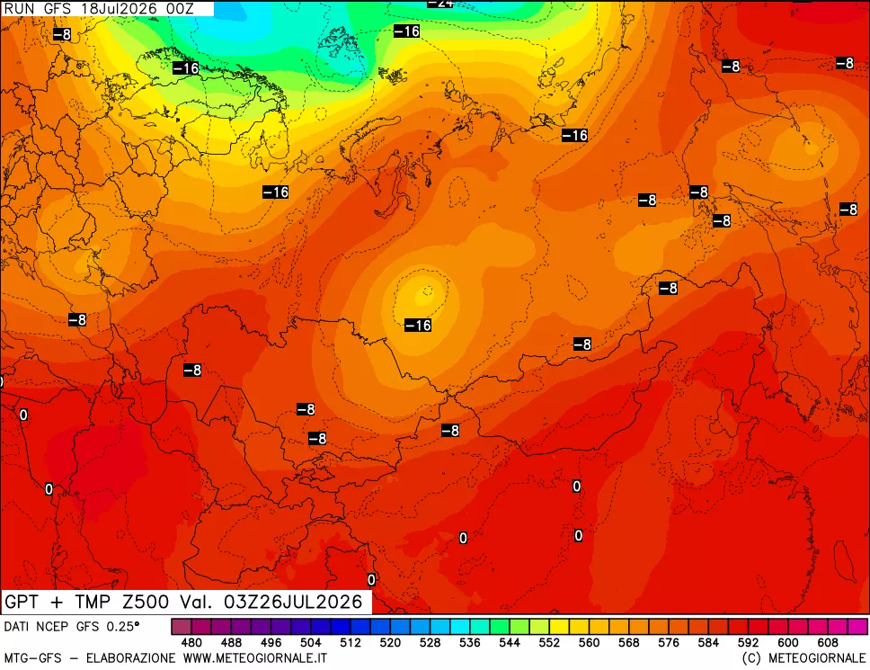 mappa 500 hPa GPT + Temp