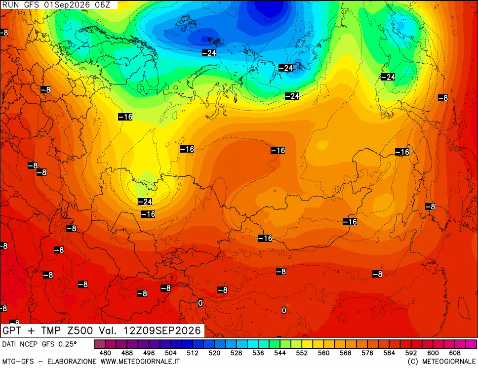 mappa 500 hPa GPT + Temp