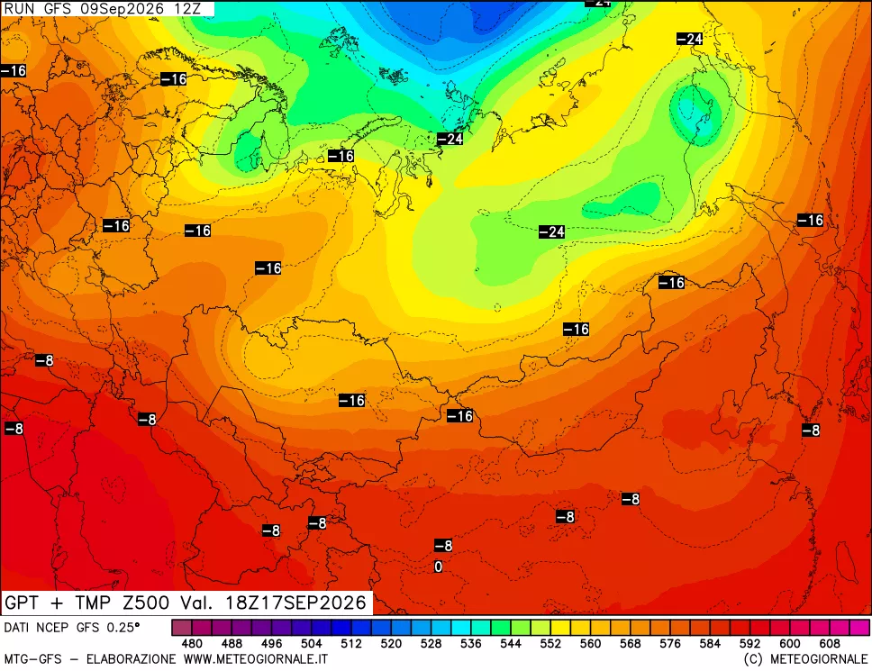 mappa 500 hPa GPT + Temp