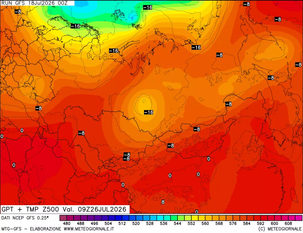 mappa 500 hPa GPT + Temp