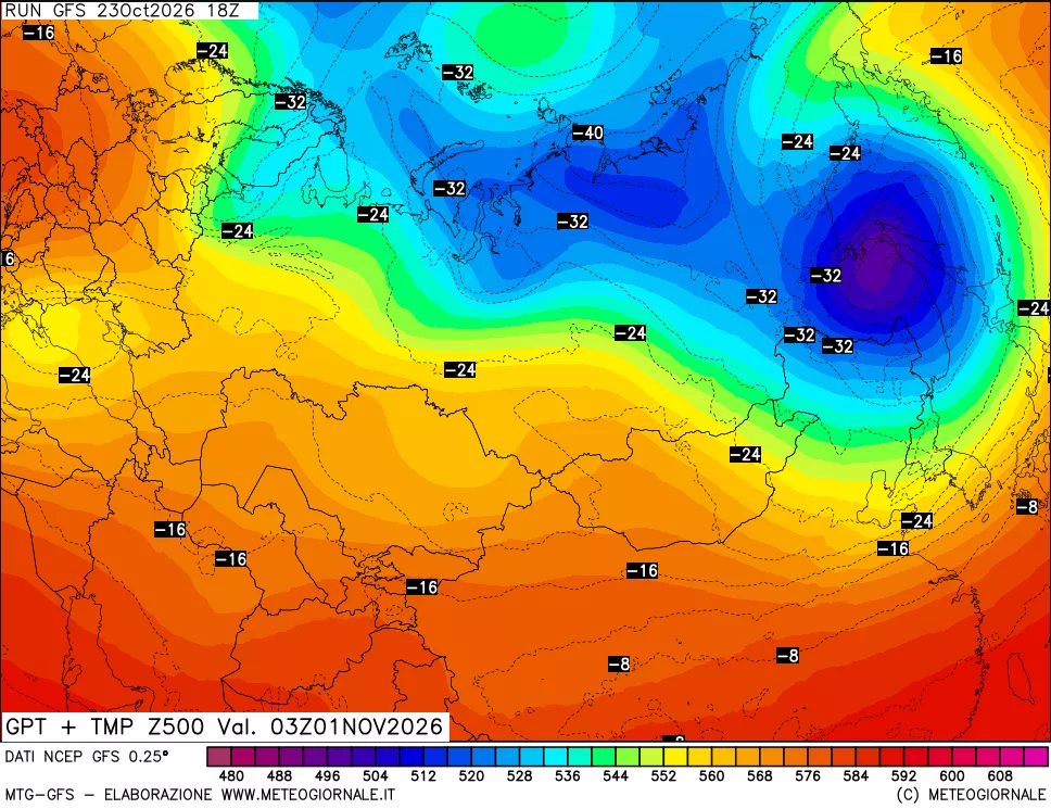 mappa 500 hPa GPT + Temp