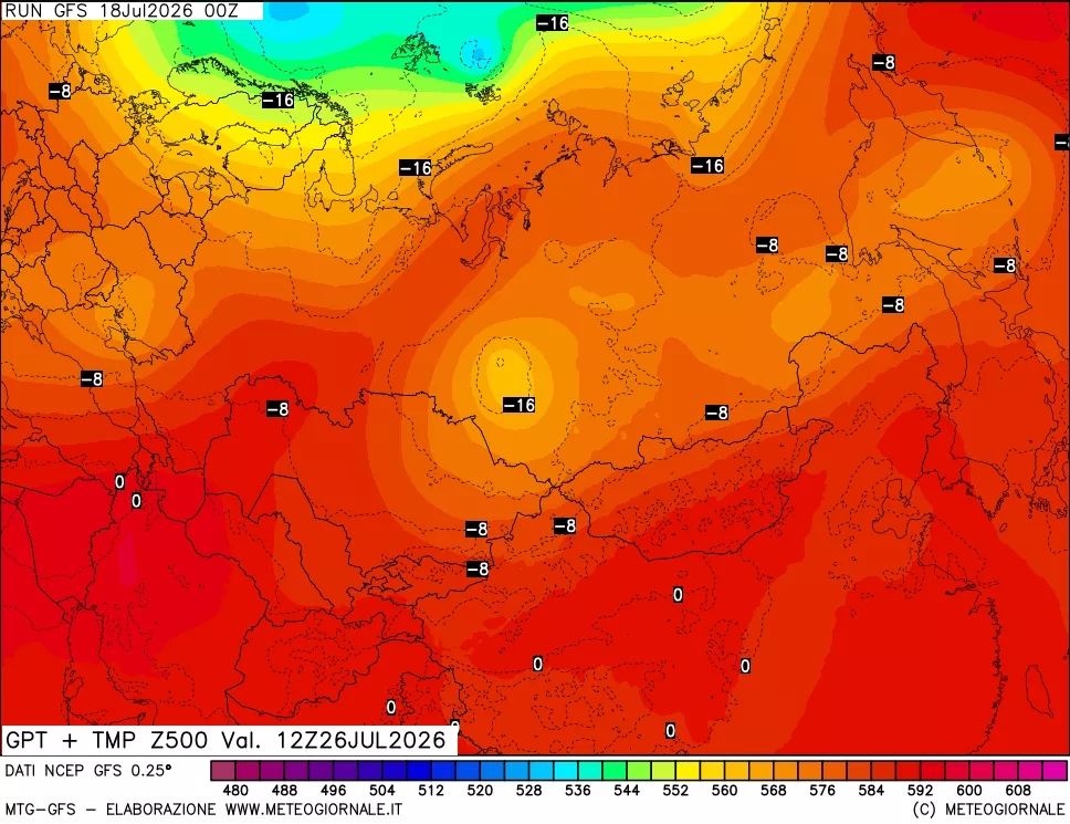 mappa 500 hPa GPT + Temp