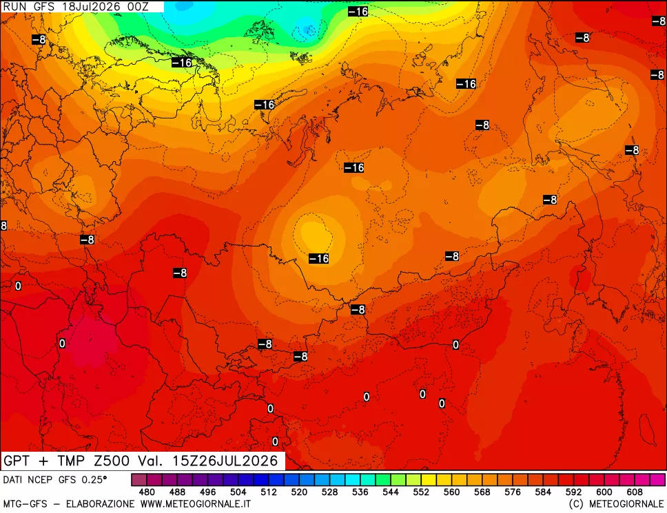 mappa 500 hPa GPT + Temp