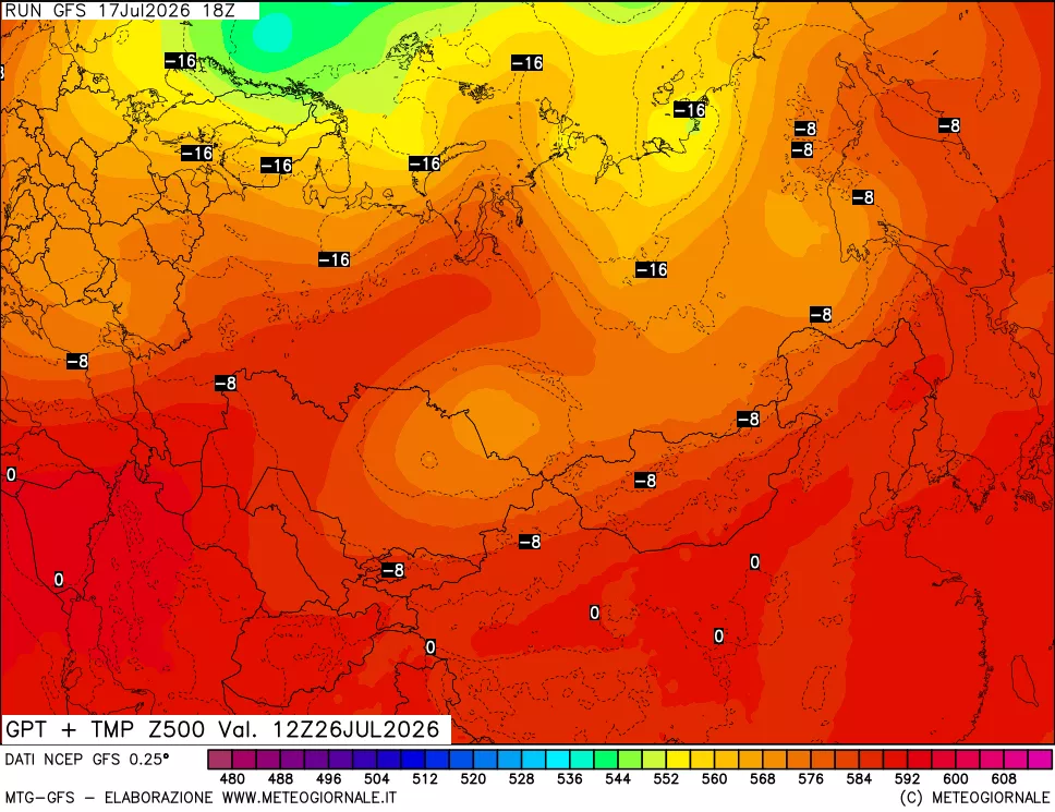 mappa 500 hPa GPT + Temp