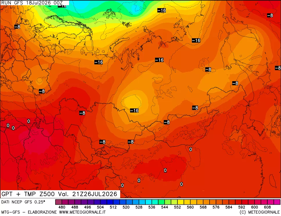 mappa 500 hPa GPT + Temp