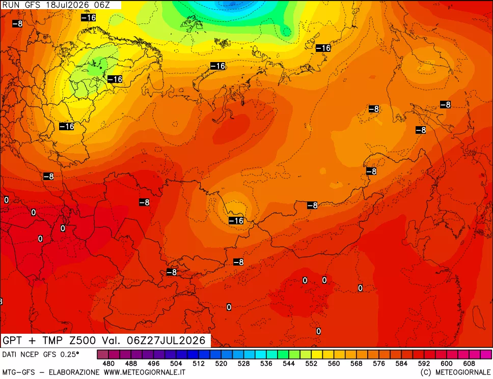 mappa 500 hPa GPT + Temp