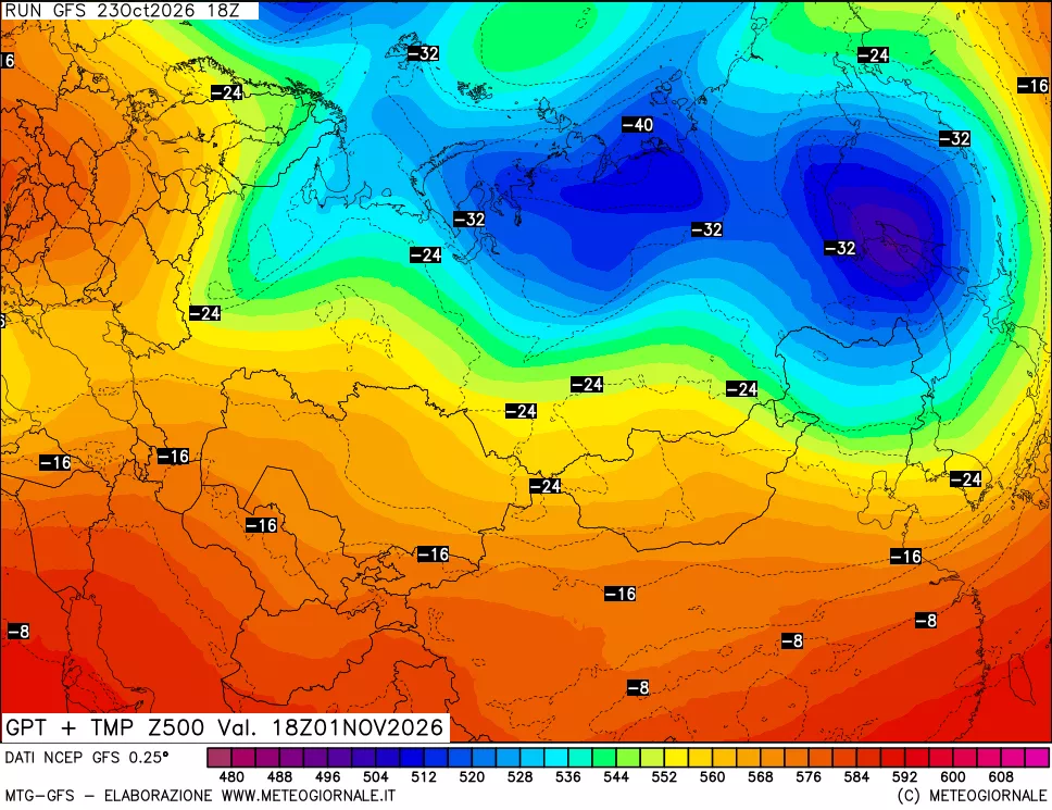 mappa 500 hPa GPT + Temp