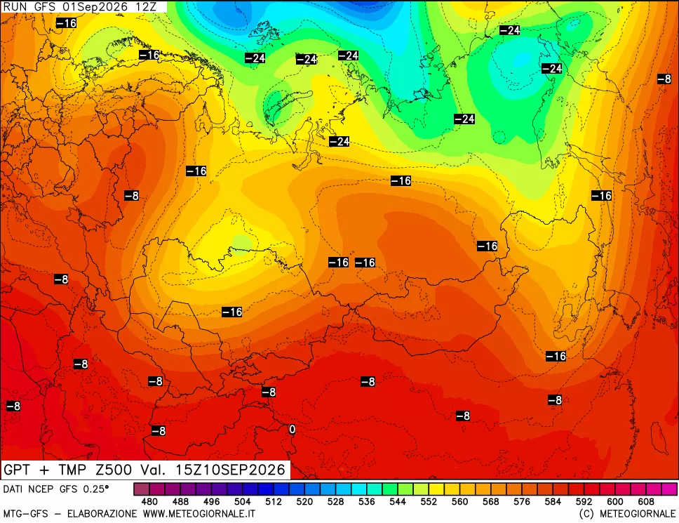 mappa 500 hPa GPT + Temp