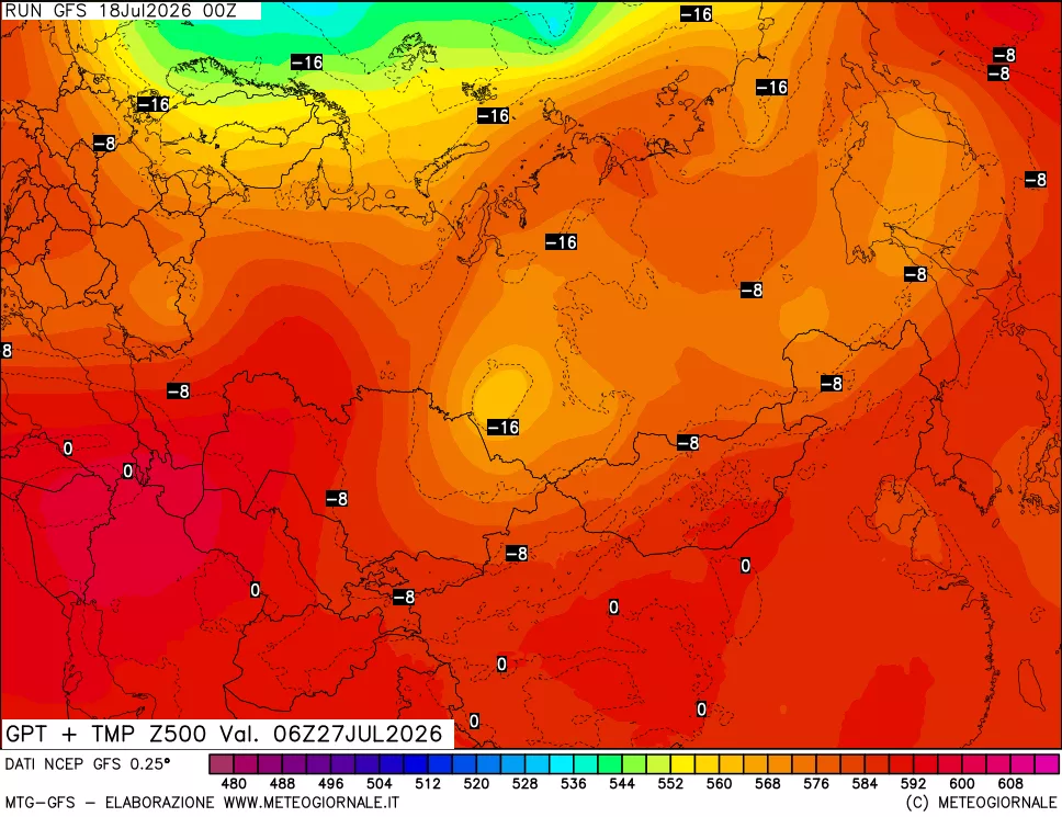 mappa 500 hPa GPT + Temp