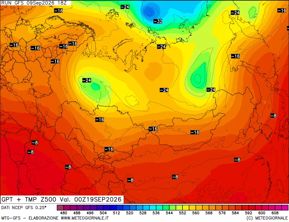 mappa 500 hPa GPT + Temp