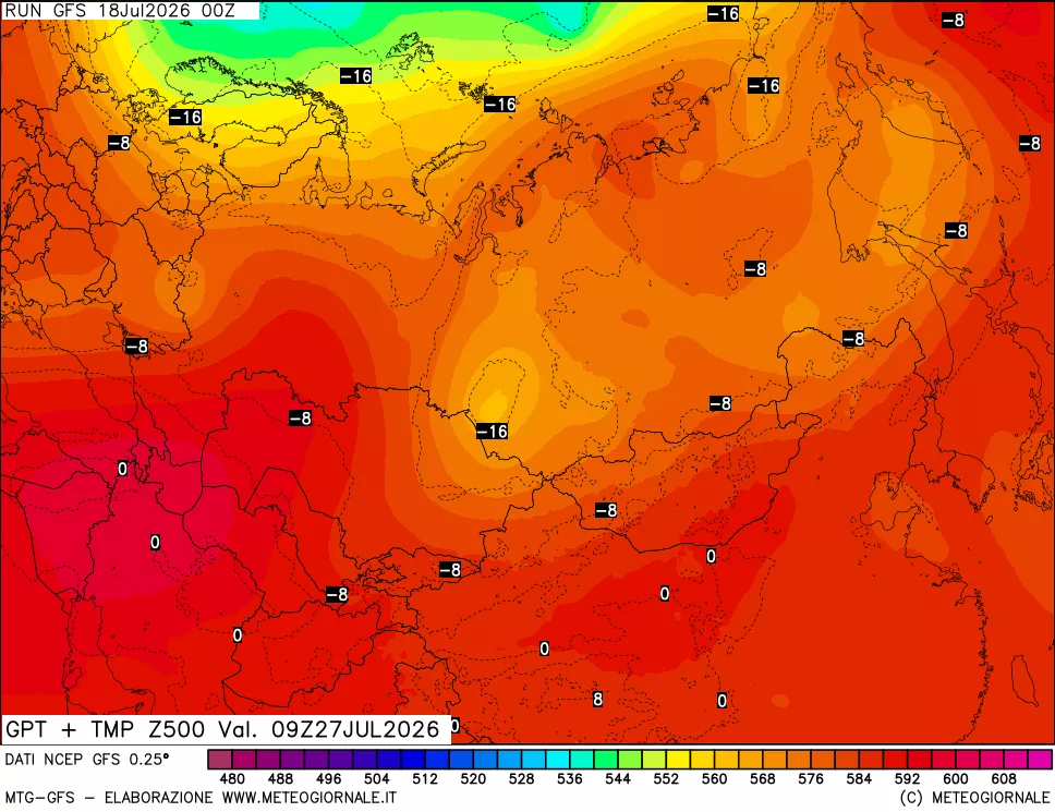 mappa 500 hPa GPT + Temp