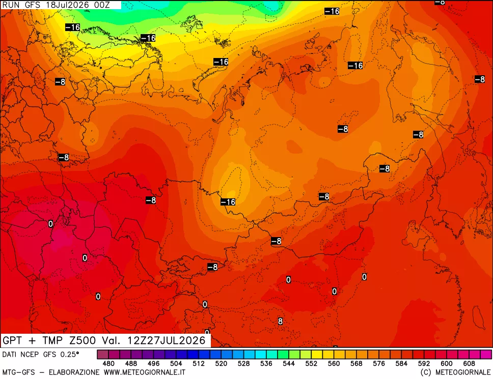 mappa 500 hPa GPT + Temp