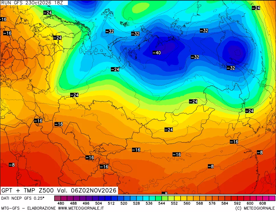mappa 500 hPa GPT + Temp