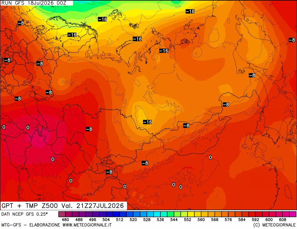 mappa 500 hPa GPT + Temp