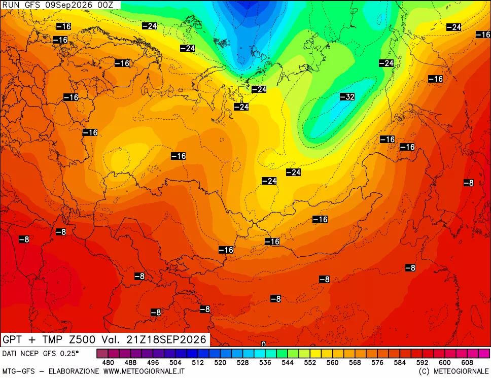 mappa 500 hPa GPT + Temp