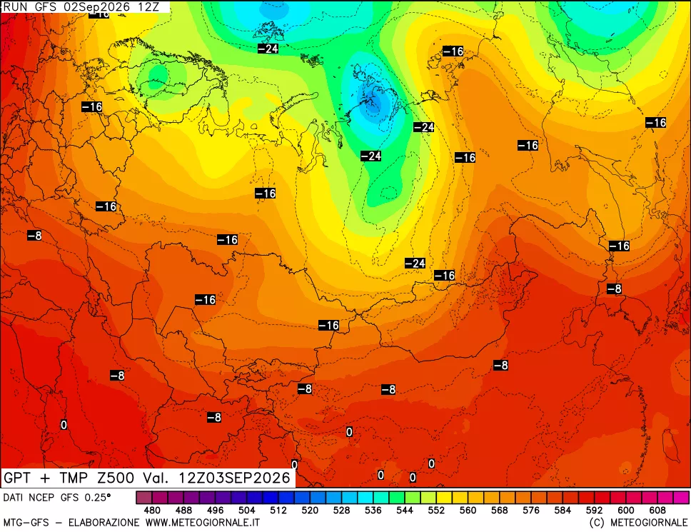 mappa 500 hPa GPT + Temp