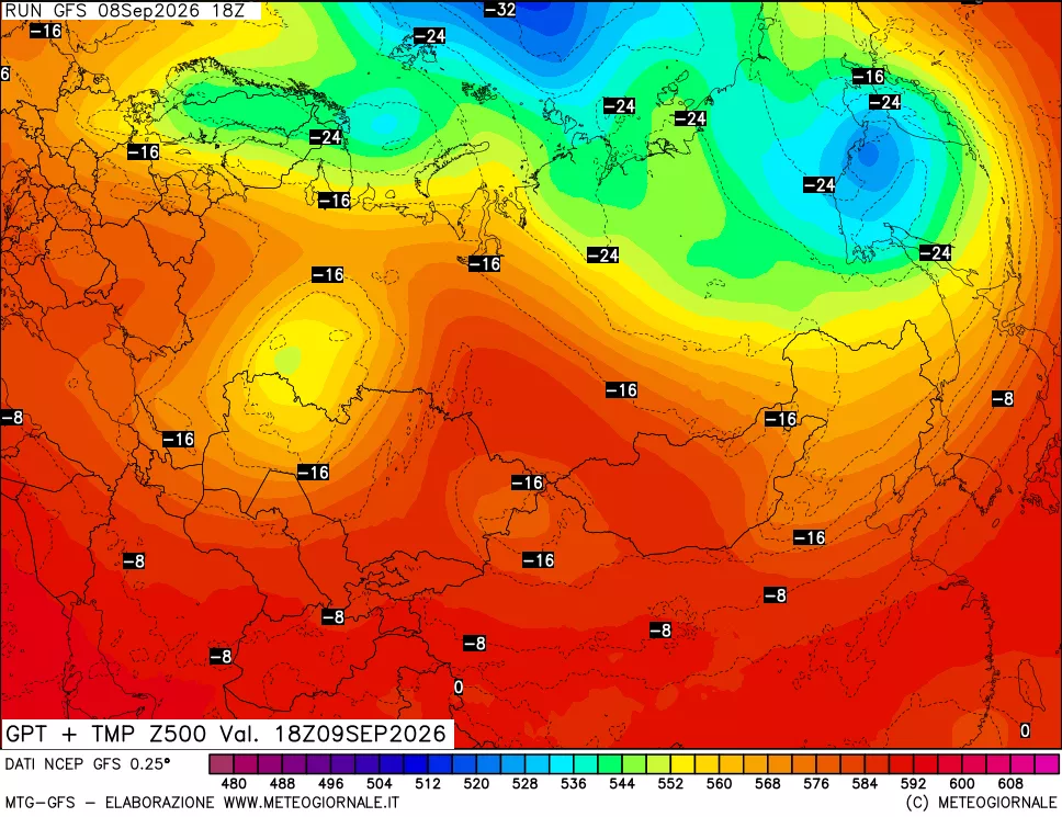 mappa 500 hPa GPT + Temp