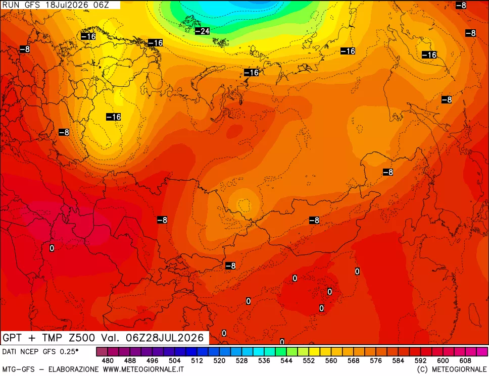 mappa 500 hPa GPT + Temp