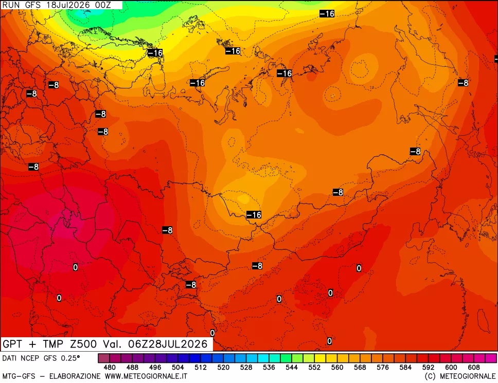 mappa 500 hPa GPT + Temp