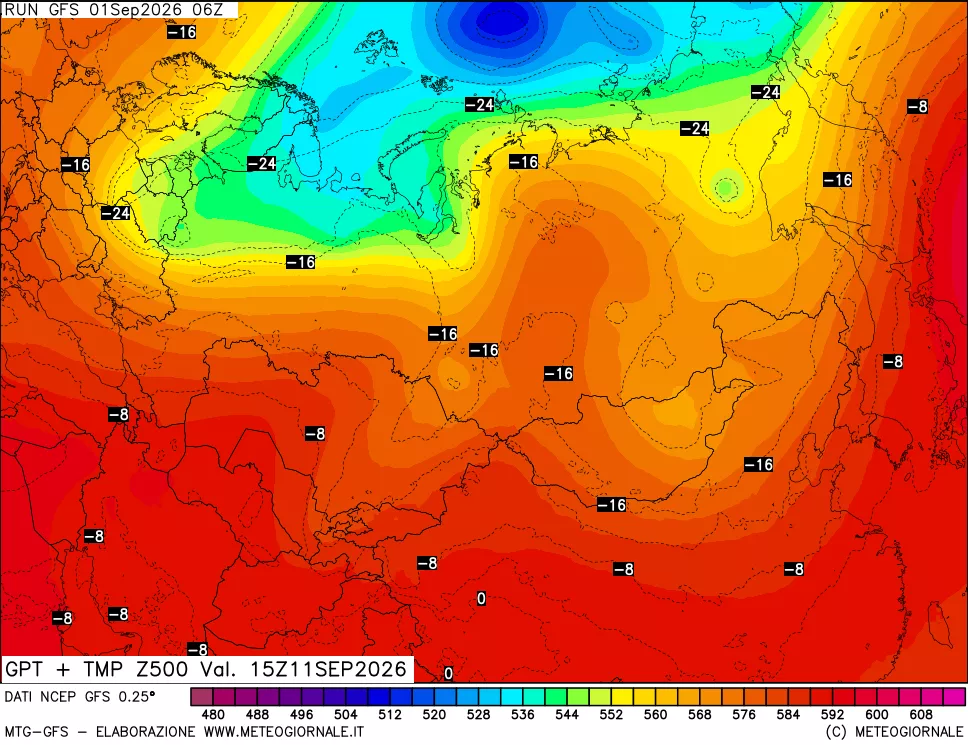 mappa 500 hPa GPT + Temp