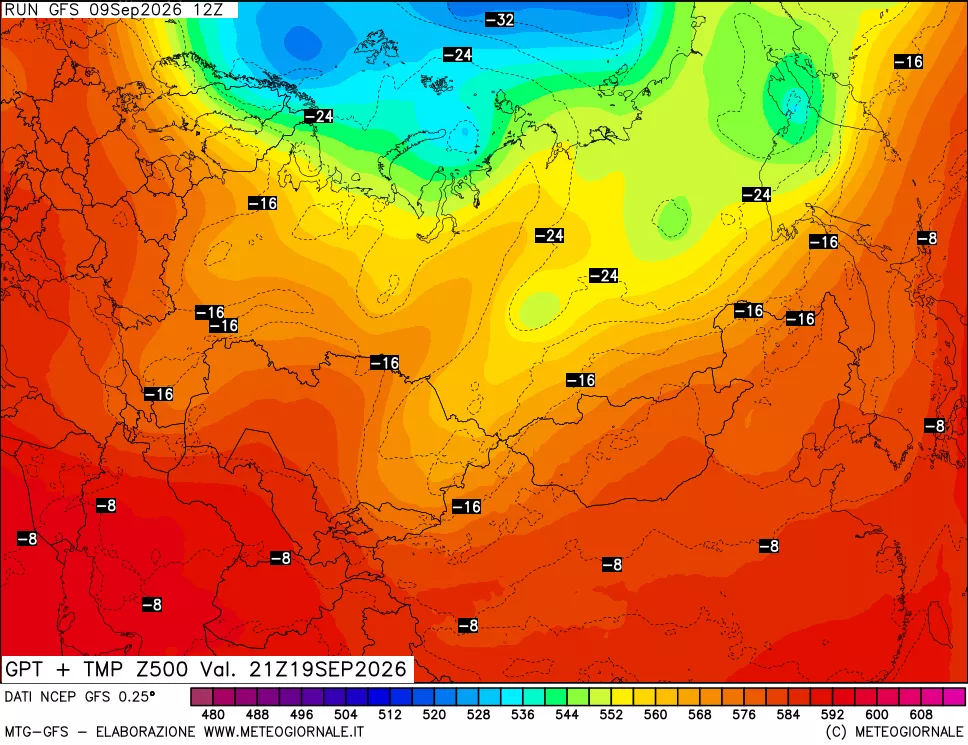 mappa 500 hPa GPT + Temp