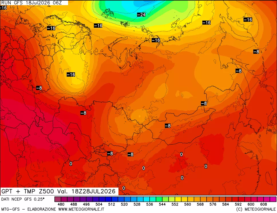 mappa 500 hPa GPT + Temp