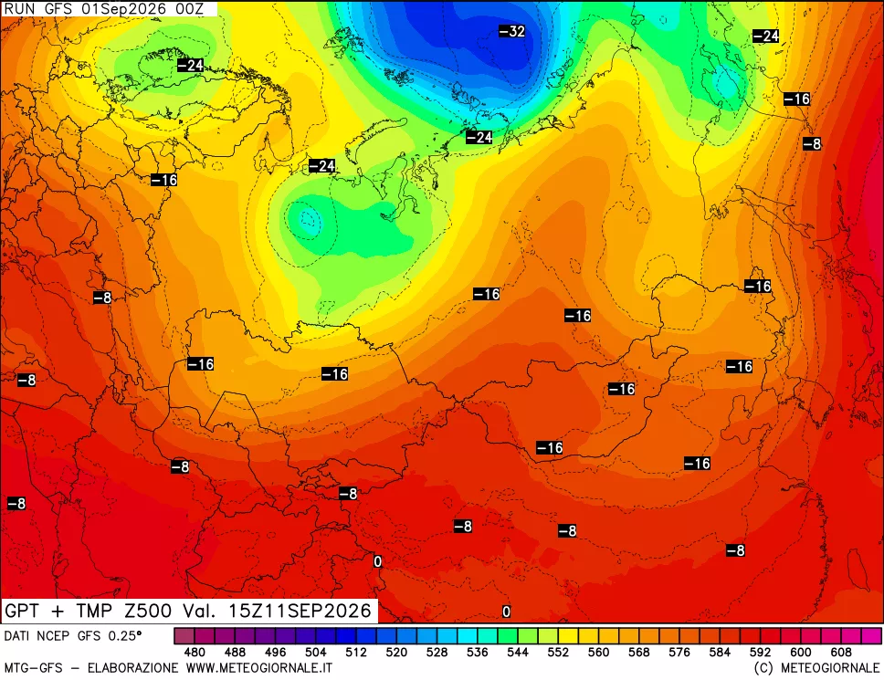 mappa 500 hPa GPT + Temp