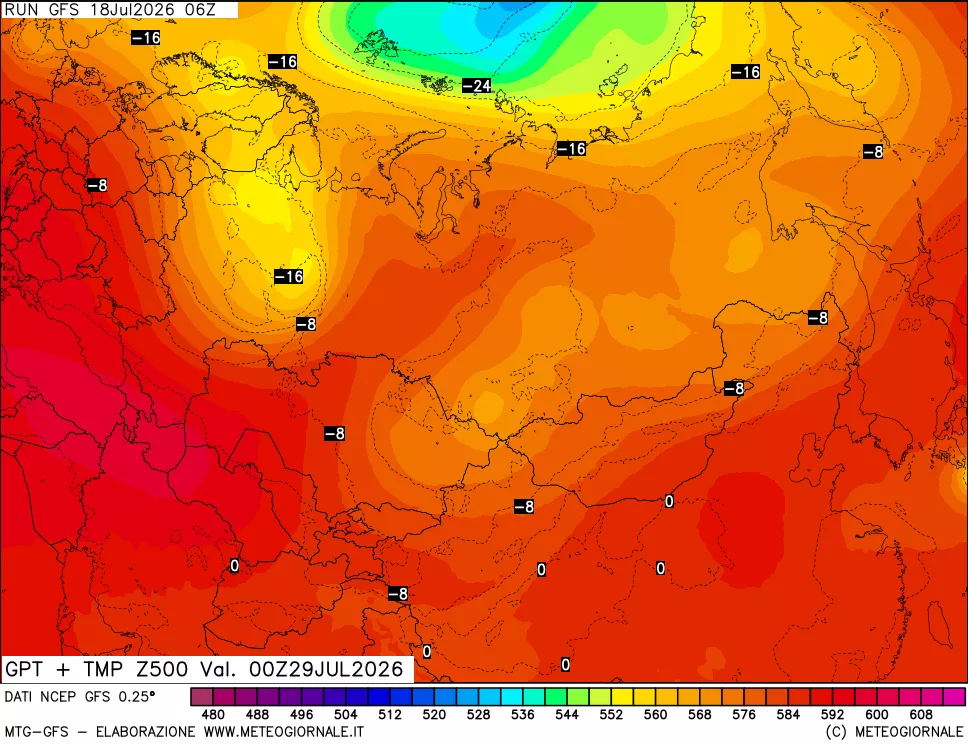 mappa 500 hPa GPT + Temp
