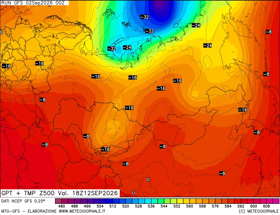 mappa 500 hPa GPT + Temp