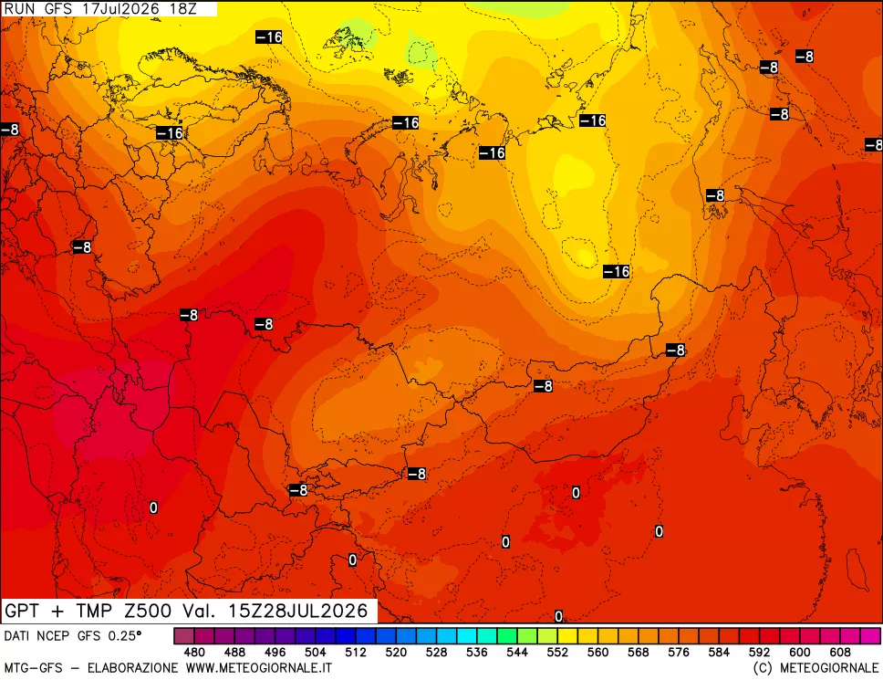 mappa 500 hPa GPT + Temp
