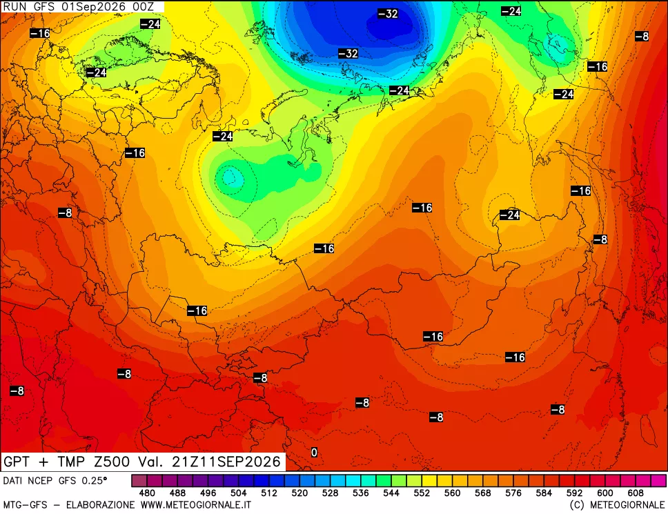 mappa 500 hPa GPT + Temp