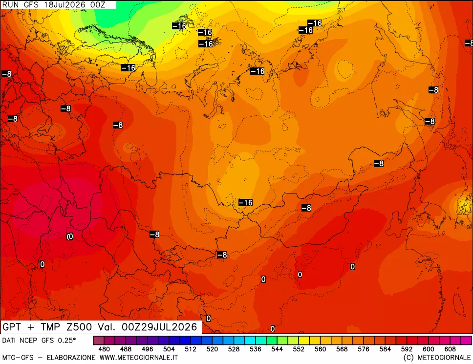 mappa 500 hPa GPT + Temp