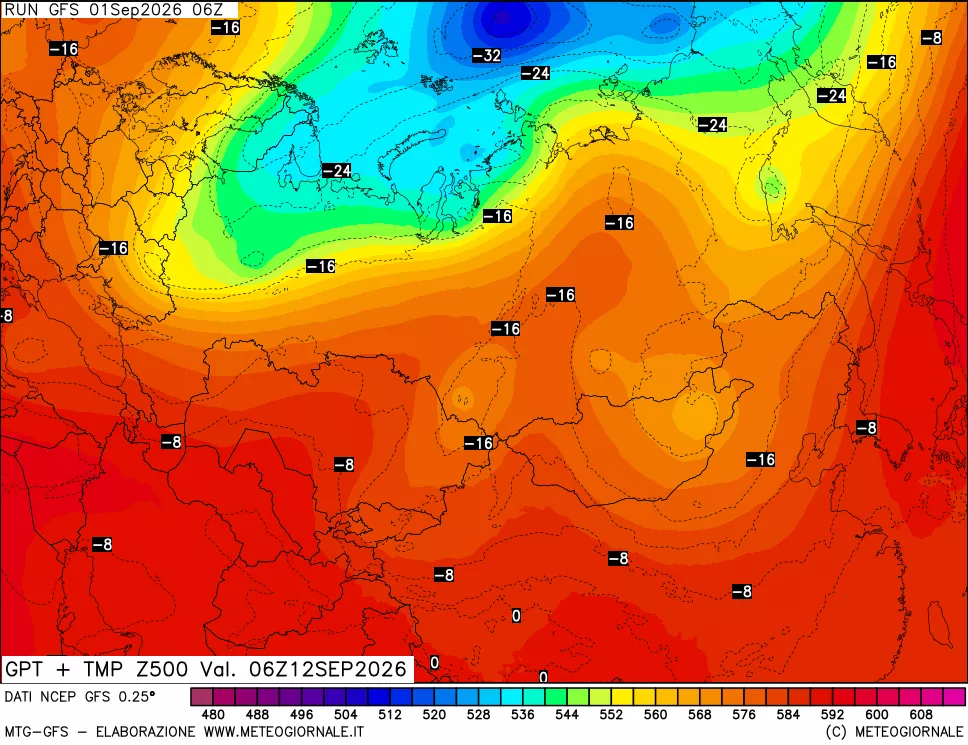 mappa 500 hPa GPT + Temp